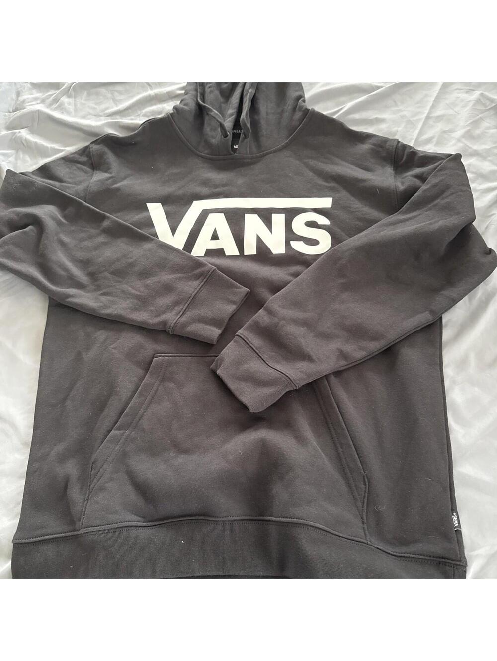 Men's Sz L Vans Classic Fleece Pullover Hoodie Sweatshirt Skater Black